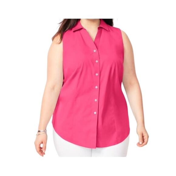 Talbots Sleeveless Button-Front Shirt – Fuchsia/Pink Size 2X - Picture 1 of 5